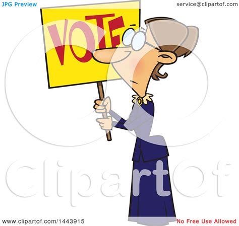 Clipart of a Cartoon Woman, Susan Anthony, Holding up a Vote Sign - Royalty Free Vector ...