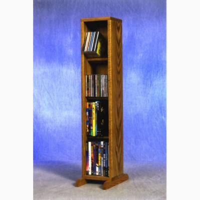 Solid Oak 4 Row Dowel DVD Cabinet Tower