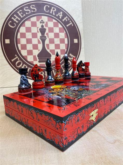 Halloween. A Painted Wooden Tournament Chess Set | Etsy