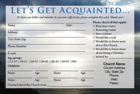 Church Visitor Card Template Word | Creative Design Templates