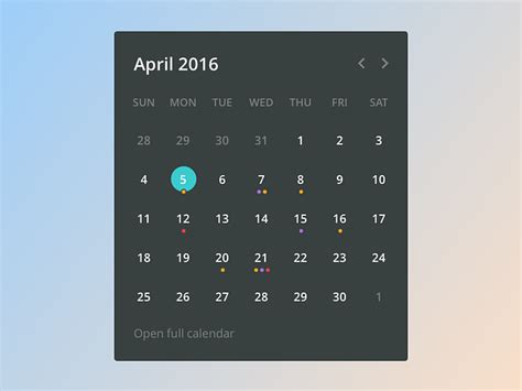 Calendar Widget by Milos Milikic on Dribbble