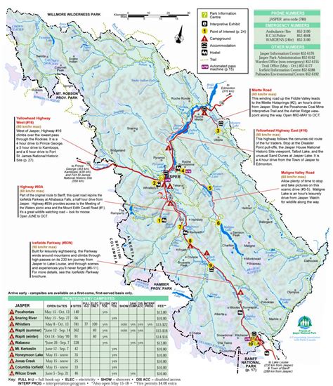 Map of Jasper National Park, Alberta, Canada | Jasper national park canada, Alberta national ...