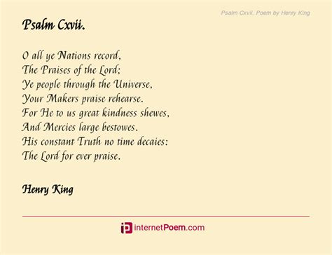 Psalm Cxvii. Poem by Henry King