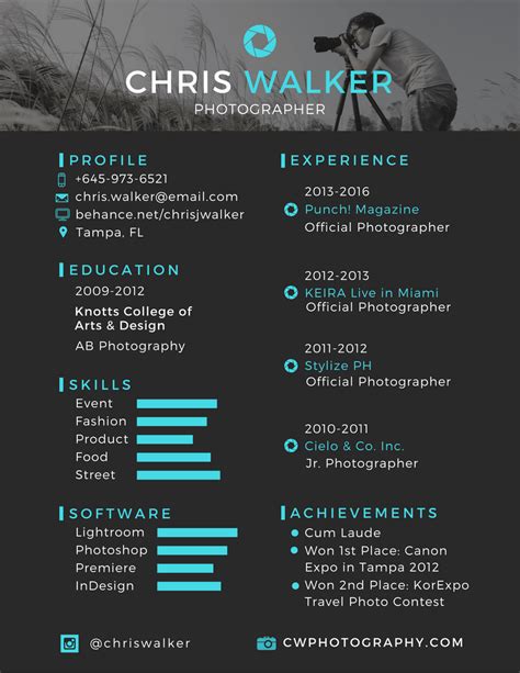 Photographer resume, Photography resume, Photographer