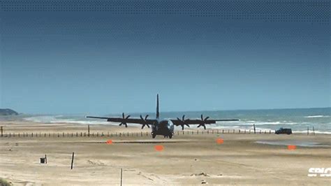 The C-130 Hercules can land and take off anywhere—including this beach