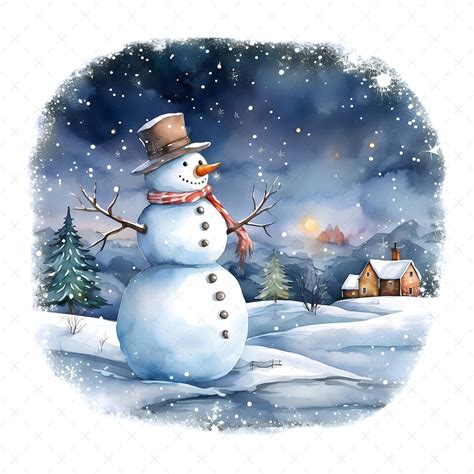 Snowman Night Clipart 12 High Quality Jpgs Vintage Snowmen Clipart ...