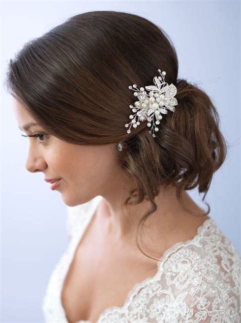 Pearl Hair Clip, Rhinestone Bridal Hair Clip, Floral Wedding Hair Clip, Bridal Hair Comb, Hair ...