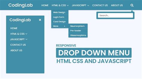 In this video you will learn how to create a responsive dropdown navigation bar in HTML CSS and ...