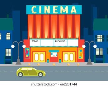 Cartoon Building Cinema On City Landscape Stock Vector (Royalty Free) 662281744 | Shutterstock