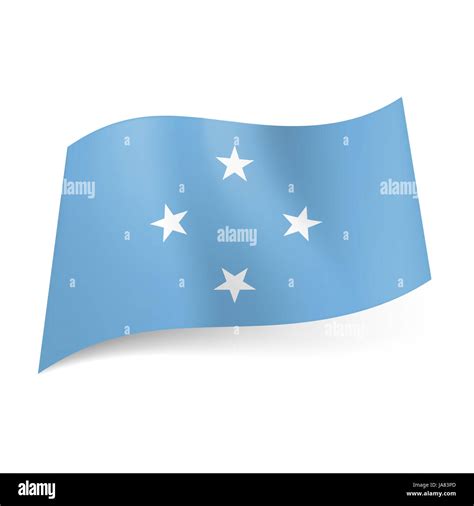 Flag of Federated States of Micronesia: four white stars on light blue ...