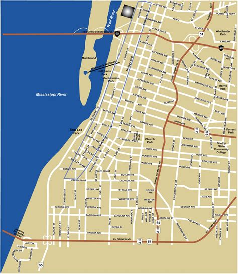 Stadtplan Memphis, tn - Memphis city map (Tennessee - USA)