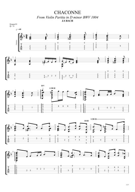 Tablature Chaconne de Johann Sebastian Bach (Guitar Pro) - Guitare ...