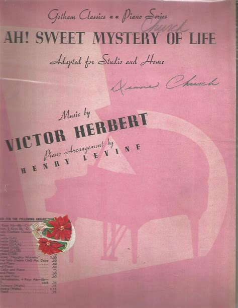 Ah! Sweet Mystery of Life - Piano Solo Arrangement by Henry Levine ...