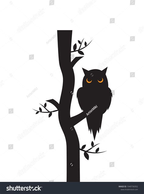 Owl Silhouette On Branch Vector Owl Stock Vector (Royalty Free) 1940730352 | Shutterstock