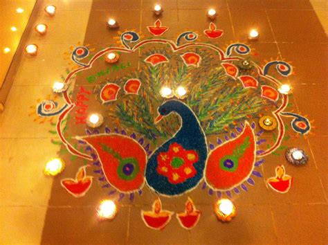 #2018 Happy Diwali Rangoli Designs Peacock Patterns Flowers Images Beautiful Photos