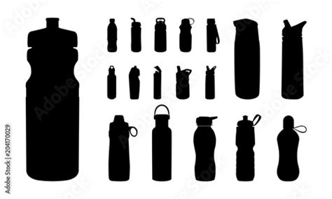 Set of Various Water Bottle Silhouette vector, Sport Water bottle ...