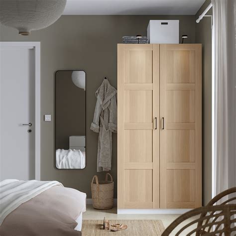 PAX/BERGSBO wardrobe white/white stained oak effect 100x60x201 cm ...