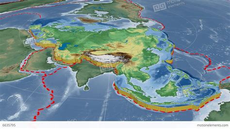 Eurasian Tectonic Plate. Bumps Shaded Stock Animation | 6635795