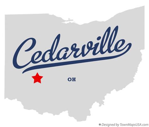 Map of Cedarville, OH, Ohio