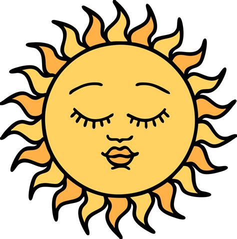 traditional tattoo of a sun with face 45293976 PNG