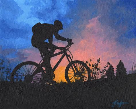 Mountain Bike Art Bike Art Print sunset Bike Ride Mountain Biking ...