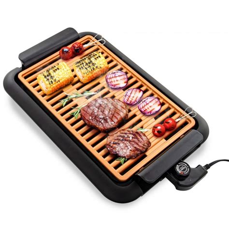 Ovente Electric Indoor Grill with 15 x 10-inch Non-Stick Cooking Plate ...