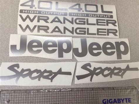 Set of Jeep Wrangler Sport Refresh Vinyl Stickers Decals YJ TJ 4.0L 4.0 ...