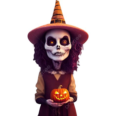 Cute Scary Halloween Witch With A Jack O Lantern, Witch, Jack O Lantern, Halloween PNG ...