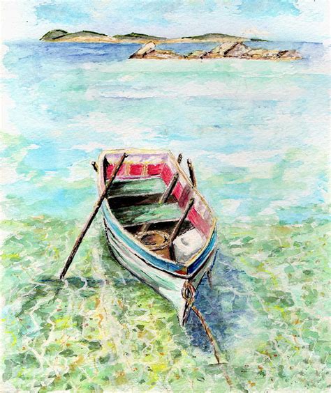 Kavala Row Boat Painting by Tamyra Crossley