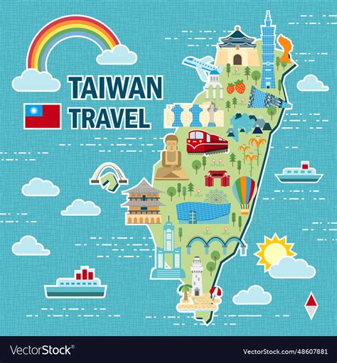 Lovely taiwan travel map Royalty Free Vector Image