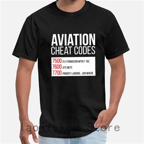 2019 Summer Funny Print Men T shirt Women Cool T Shirts aviation cheat codes tshirt for pilots ...