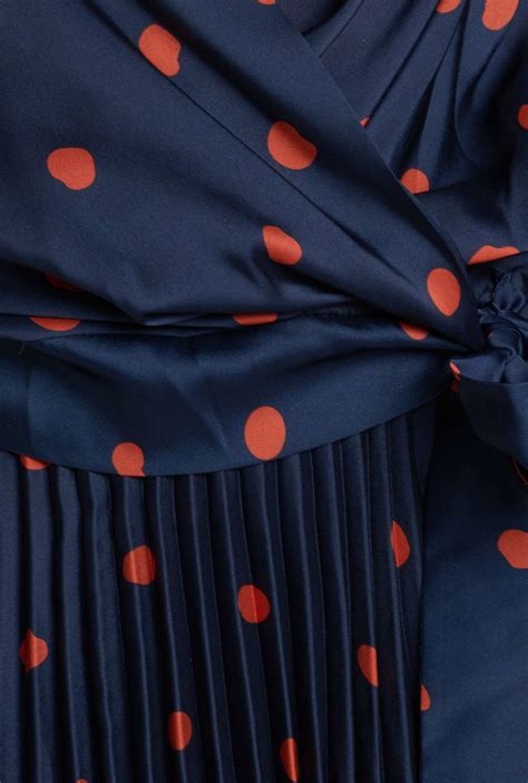 Setre Navy And Orange Polka Dot Two Piece Blouse With Pleated Skirt ...