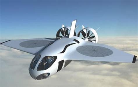 an artist's rendering of a futuristic aircraft flying above the clouds