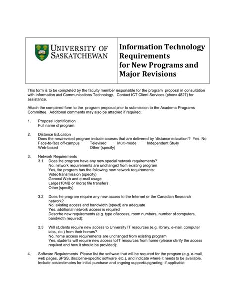 Information Technology Requirements for New Programs and Major Revisions