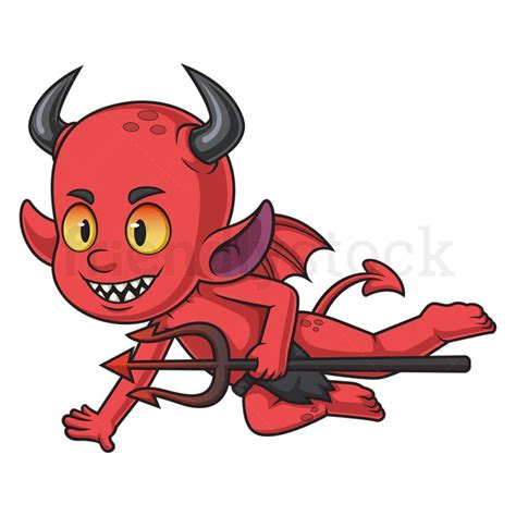 Flying Red Devil Cartoon Character Vector Graphic Clip Art - FriendlyStock