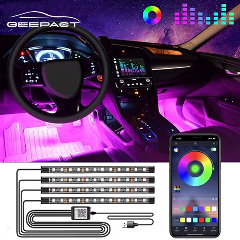 Geepact Car Ambient Light Car LED Strip Light RGB Interior Car Lights APP Control Car ...