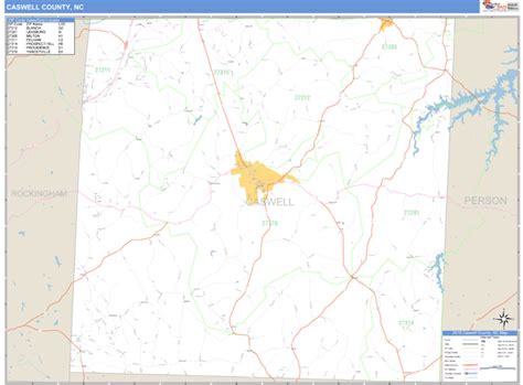 Caswell County, North Carolina Zip Code Wall Map | Maps.com.com