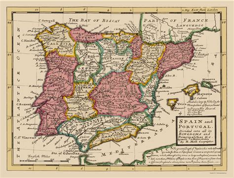 Old map of Spain - Ancient Spain map (Southern Europe - Europe)