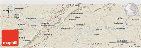 Shaded Relief Panoramic Map of Obuasi