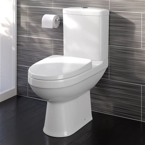 Modern White Close Coupled Toilet with Cistern Soft Close Seat Bathroom ...