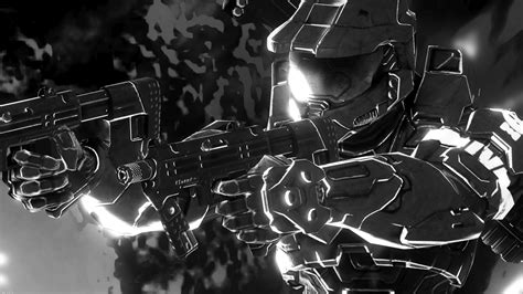 Halo, Master Chief, Halo: Master Chief Collection, Xbox One, Video Games, Artwork, Monochrome ...