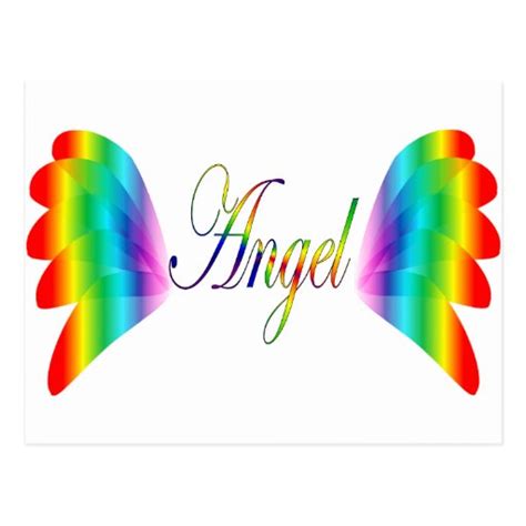 Rainbow Angel & Angel Wings Postcard | Zazzle