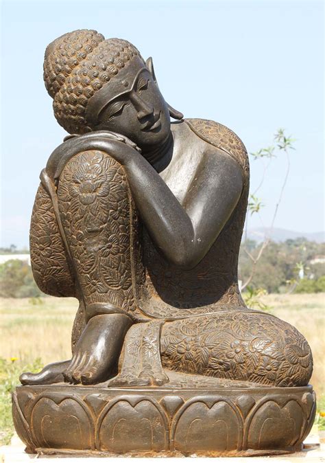 SOLD Stone Resting Garden Buddha Statue 30" (#86ls170): Hindu Gods & Buddha Statues