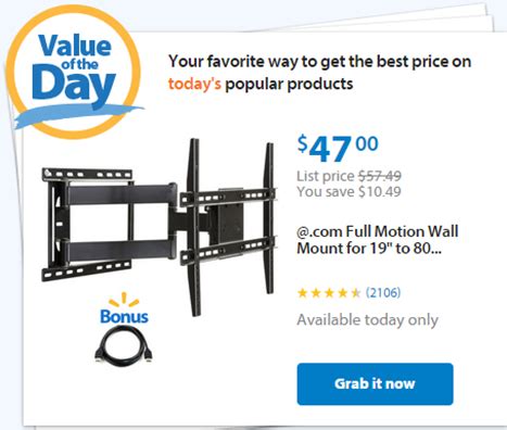 Walmart Value of the Day: HDTV Wall Mount Just $47!