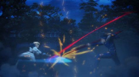 Fate/Stay Night: UBW Saber vs. Lancer GIF | Anime Amino