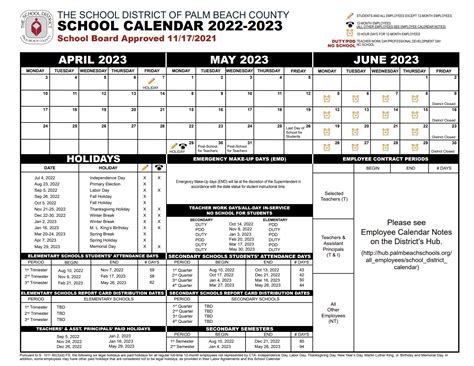 Palm Beach County School Calendar 2022-2023