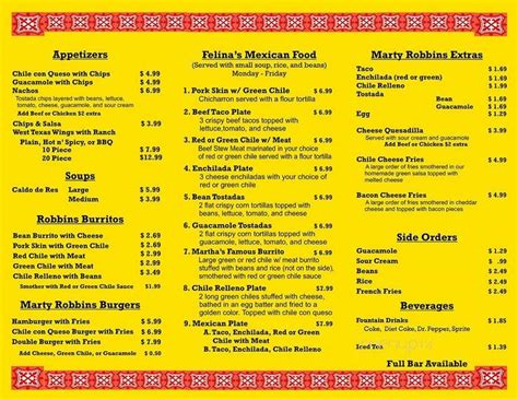 Menu of Rosa's Cantina in El Paso, TX 79922