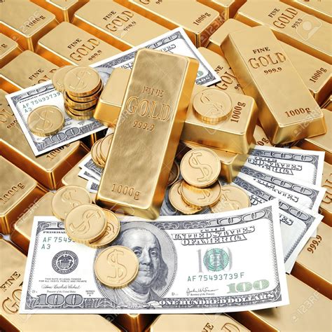 Gold Bars and Money Background