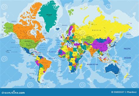 Colorful World Political Map with Labeling. Stock Vector - Illustration ...