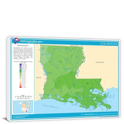 Louisiana-Annual Precipitation Map, 2022 - Canvas Wrap